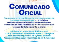 EL GOBIERNO MUNICIPAL INFORMA:      Se modifica el recorrido del desfile conmemorativo del 18 de marzo