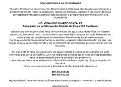 “COMUNICADO A LA CIUDADANÍA”